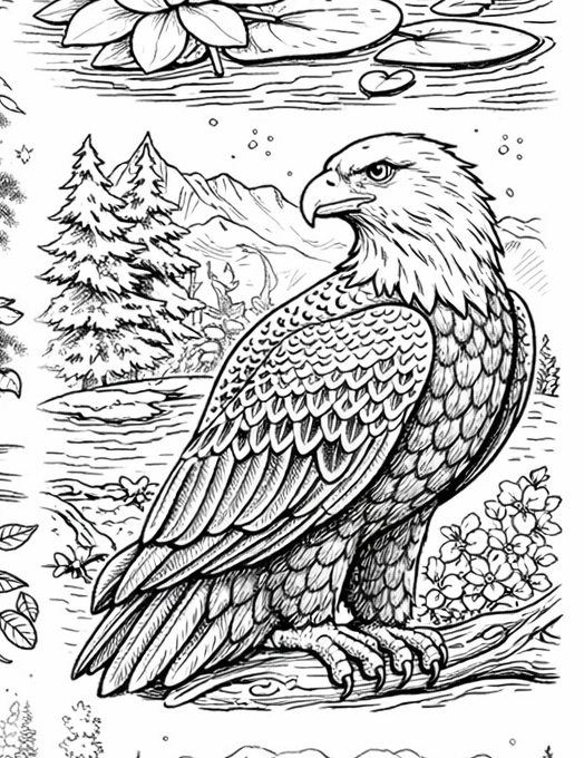 Grades 3-5 Bald Eagle Mountain Detailed Coloring Page printable preview